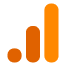 Grafiekstijl Google Analytics-pictogram met drie oranje verticale balken van verschillende hoogtes.