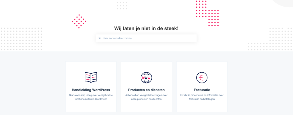 Support websites hebben een kenniscentrum of hulpcentrum