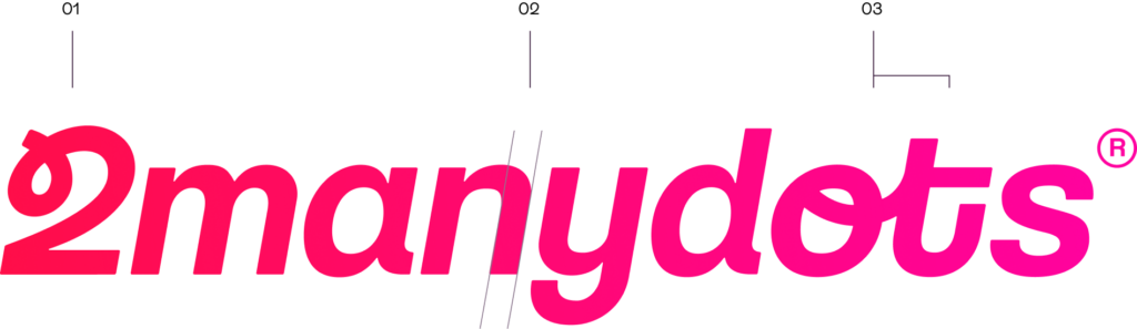 Logo with indications high res. Dit is 2manydots in een gloednieuw jasje ✨