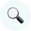 Magnifying glass icon on a white background, symbol for search or magnify.