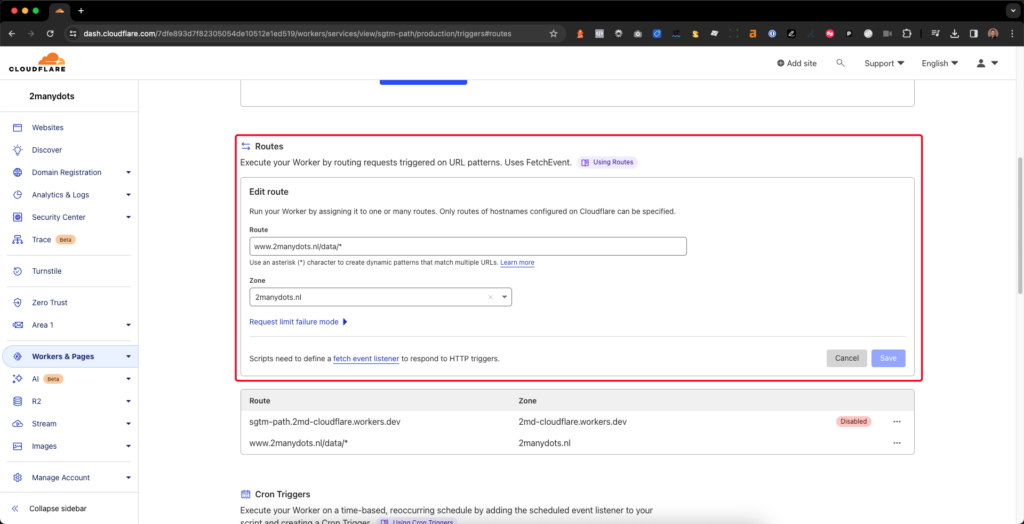 Screenshot 3. Here's how to load server side tagging via a path into your website
