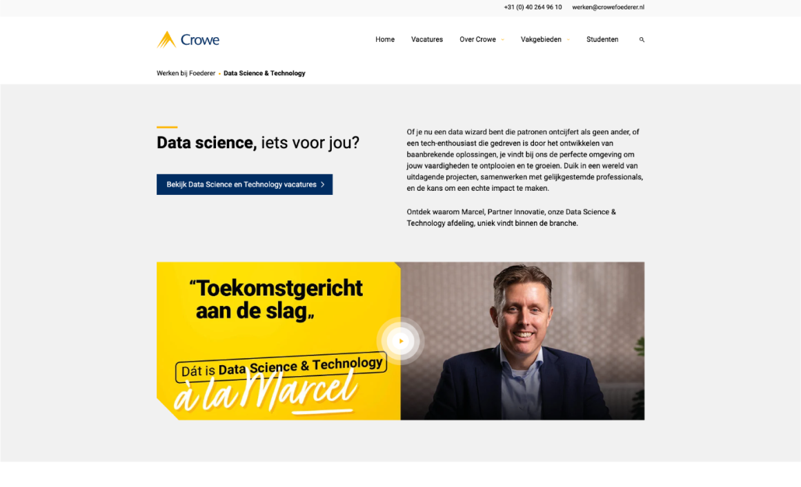 Data Science &amp; Technology bij Crowe. Bekijk vacatures en ontdek meer over ons innovatieve team!
